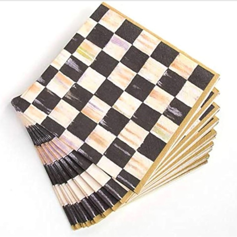 MacKenzie-Childs Courtly Check Black & Gold Paper Dinner Napkins (20 Count)